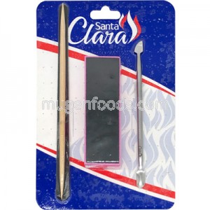 Kit Clásico (Lima Negra, Palillo Marfil, Espátula Inox Doble y Lima Cubo) Santa Clara