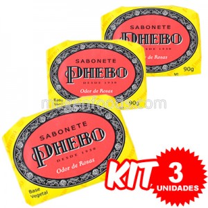 (Kit 3 Unidades) Jabón Aroma de Rosas 90g x 3 - Phebo