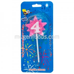 Vela Estrella Nº4 Rosada Festhamires