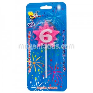 Vela Estrella Nº6 Rosada Festhamires