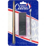 Kit Clásico (Lima Negra, Palillo Marfil, Espátula Inox Doble y Lima Cubo) Santa Clara