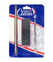 Kit Clásico (Lima Negra, Palillo Marfil, Espátula Inox Doble y Lima Cubo) Santa Clara
